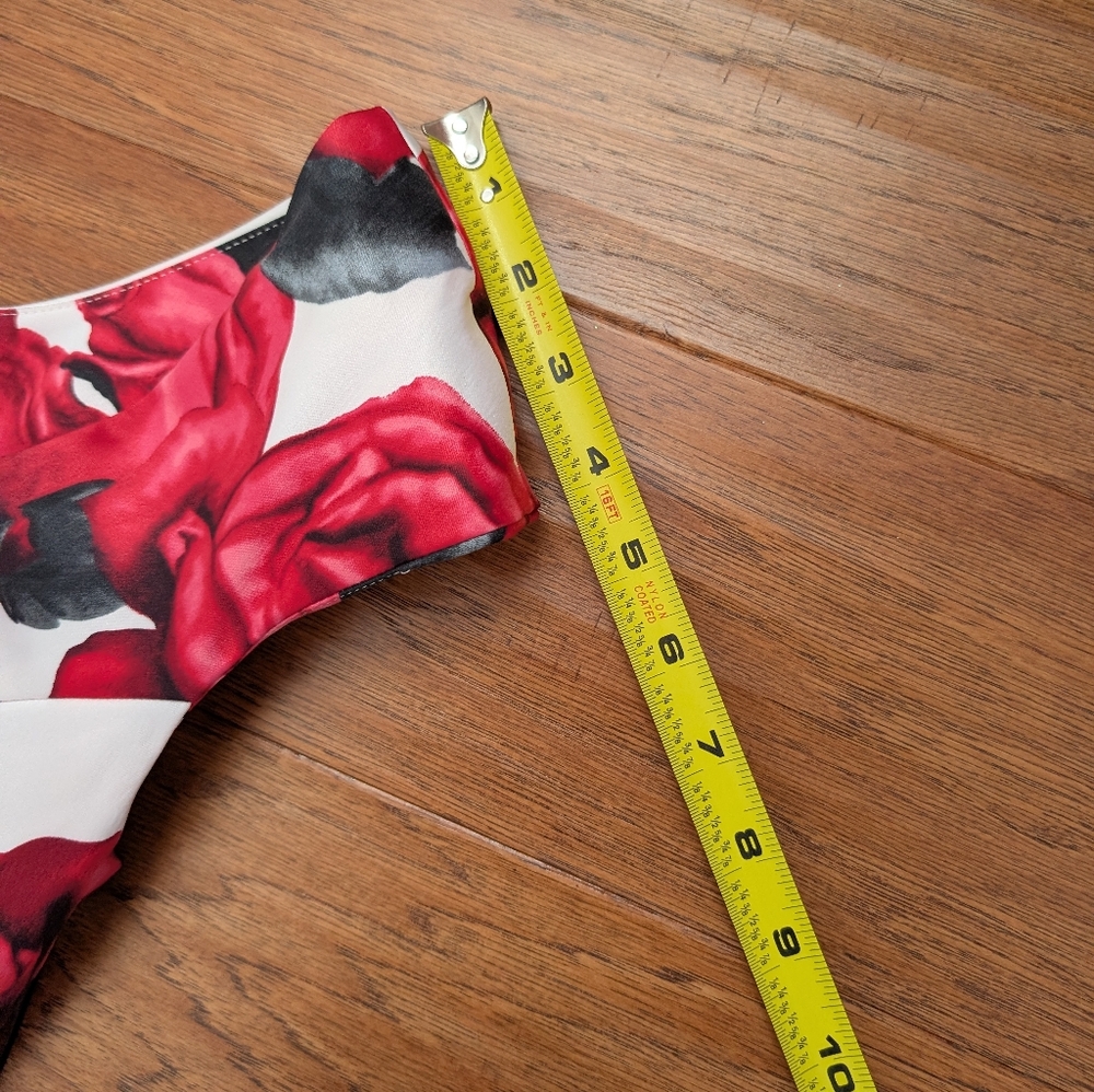 White House Black Market Womens Red Floral Midi Dress Size 4 - Picture 9 of 9
